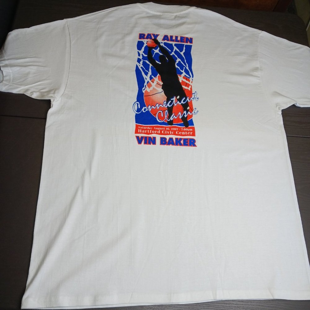 Vin Baker Ray Allen Basketball Camp 1997 NBA Rare T Shirts Hanes Beefy Size XL
